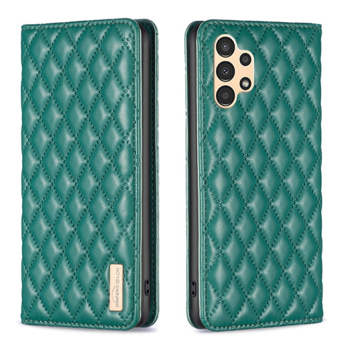 Samsung Galaxy A13 5G / 4G Diamond Lattice Magnetic Leather Flip Phone Case - Green