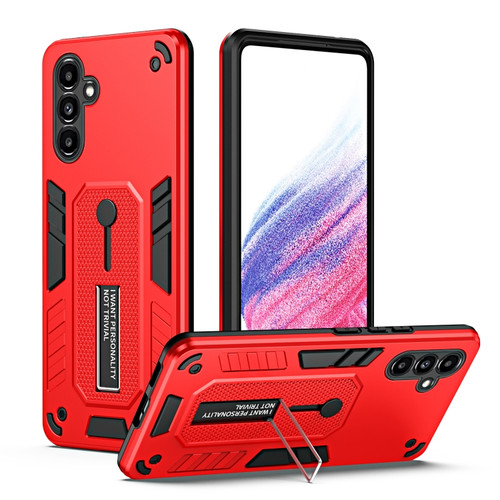 Samsung Galaxy A13 5G / A04s Variety Brave Armor Finger Loop Holder Phone Case - Red