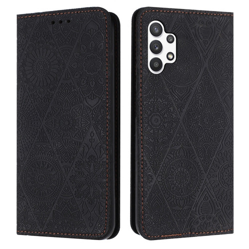 Samsung Galaxy A13 4G/5G Ethnic Embossed Adsorption Leather Phone Case - Black