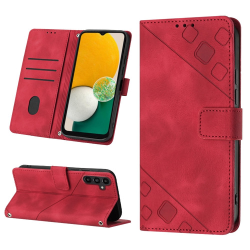 Samsung Galaxy A13 5G /A04 4G/A04e Skin-feel Embossed Leather Phone Case - Red