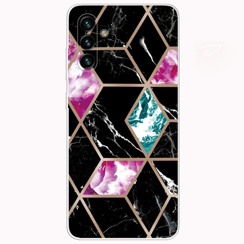 Samsung Galaxy A13 5G Abstract Marble Pattern TPU Phone Protective Case - Purple Black