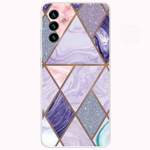 Samsung Galaxy A13 5G Abstract Marble Pattern TPU Phone Protective Case - Glitter Purple