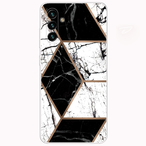 Samsung Galaxy A13 5G Abstract Marble Pattern TPU Phone Protective Case - Black and White