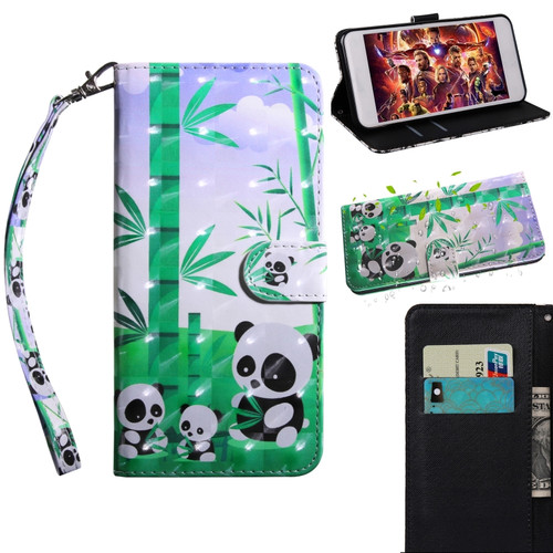 Samsung Galaxy A13 5G 3D Painted Pattern Horizontal Flip Leather Phone Case with Holder & Lanyard - Bamboo Panda