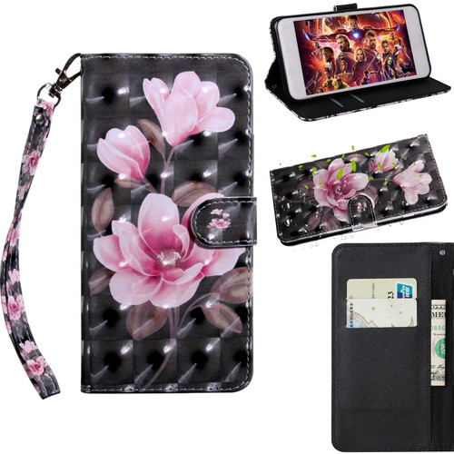 Samsung Galaxy A13 5G 3D Painted Pattern Horizontal Flip Leather Phone Case with Holder & Lanyard - Pink Flower