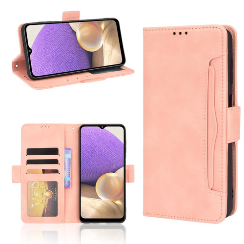 Samsung Galaxy A13 5G Skin Feel Calf Pattern Horizontal Flip Leather Phone Case with Holder & Card Slots & Photo Frame - Pink