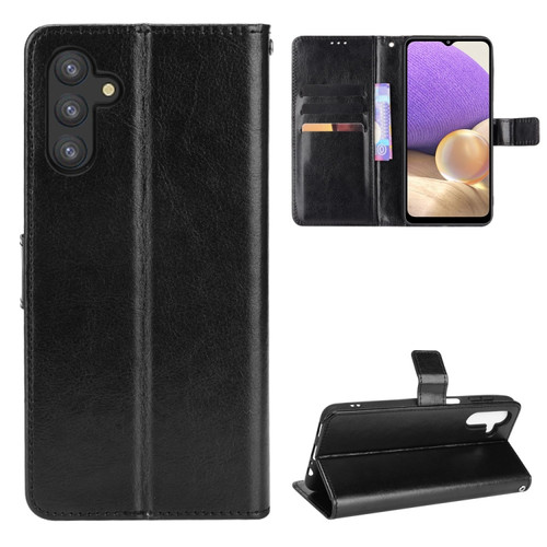 Samsung Galaxy A13 5G Crazy Horse Texture Horizontal Flip Phone Leather Case with Holder & Card Slots & Lanyard - Black