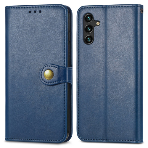 Samsung Galaxy A13 5G Solid Color Leather Buckle Phone Case - Blue