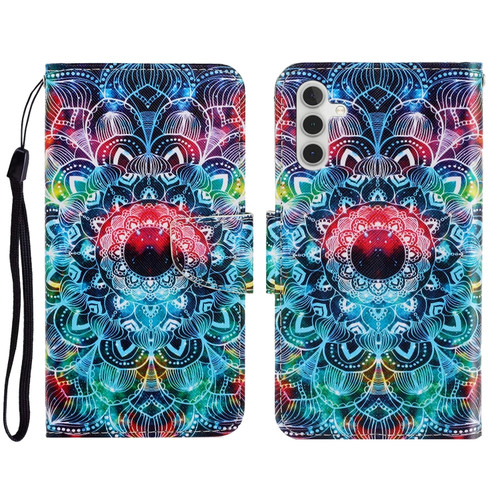 Samsung Galaxy A13 5G 3D Colored Drawing Horizontal Flip Leather Phone Case with Holder & Card Slots & Wallet - Mandala