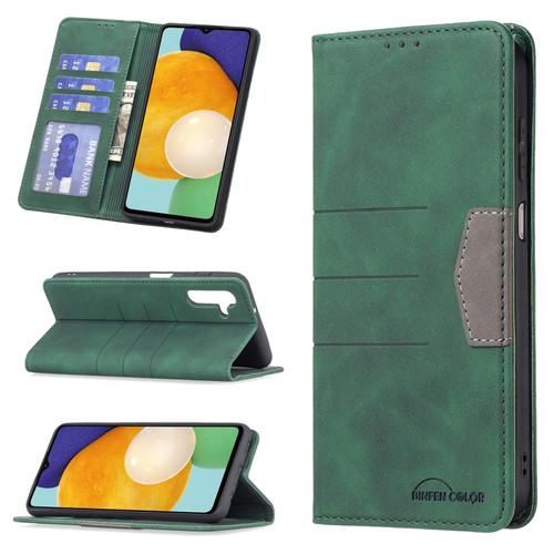 Samsung Galaxy A13 5G Magnetic Splicing Leather Phone Case - Green