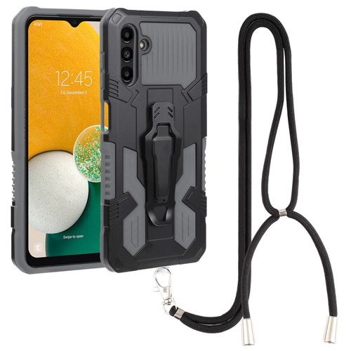 Samsung Galaxy A13 5G Armor Warrior Shockproof PC + TPU Lanyard Phone Case - Grey