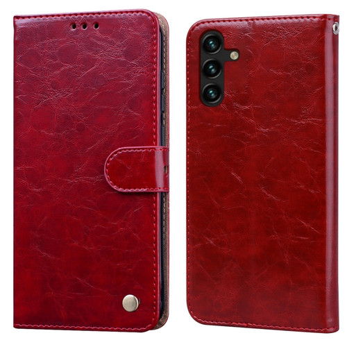 Samsung Galaxy A13 5G Oil Wax Texture Leather Phone Case - Red