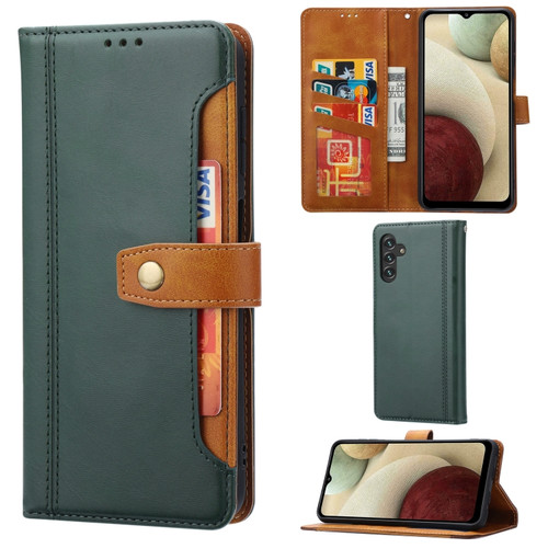 Samsung Galaxy A13 5G Calf Texture Double Fold Leather Phone Case - Green