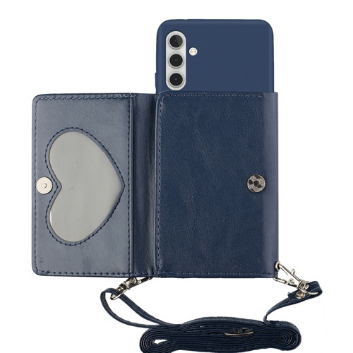 Samsung Galaxy A13 5G Crossbody Lanyard Wallet Card Bag Phone Case - Dark Blue