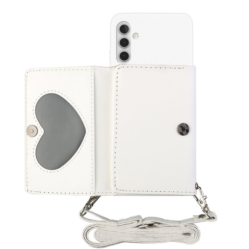 Samsung Galaxy A13 5G Crossbody Lanyard Wallet Card Bag Phone Case - White