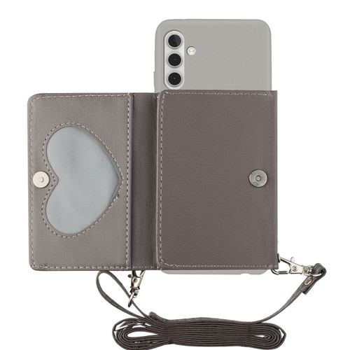Samsung Galaxy A13 5G Crossbody Lanyard Wallet Card Bag Phone Case - Grey