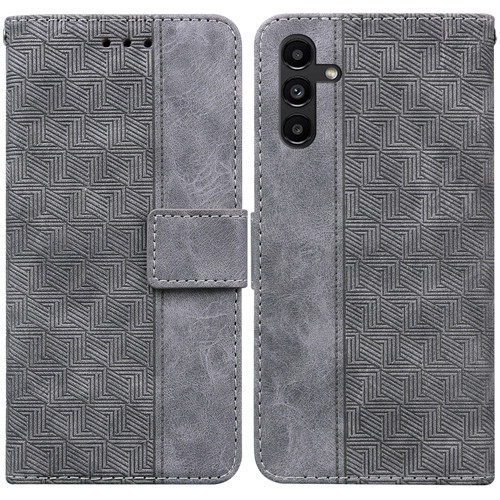 Samsung Galaxy A13 5G Geometric Embossed Leather Phone Case - Grey
