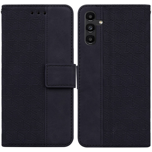 Samsung Galaxy A13 5G Geometric Embossed Leather Phone Case - Black