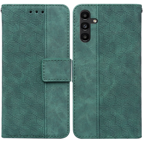 Samsung Galaxy A13 5G Geometric Embossed Leather Phone Case - Green