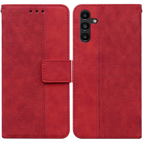 Samsung Galaxy A13 5G Geometric Embossed Leather Phone Case - Red
