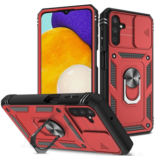 Samsung Galaxy A13 5G Sliding Camera Cover Design TPU + PC Protective Phone Case - Red+Black
