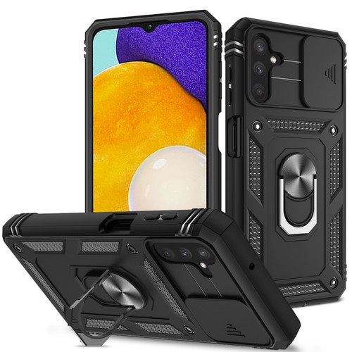 Samsung Galaxy A13 5G Sliding Camera Cover Design TPU + PC Protective Phone Case - Black+Black