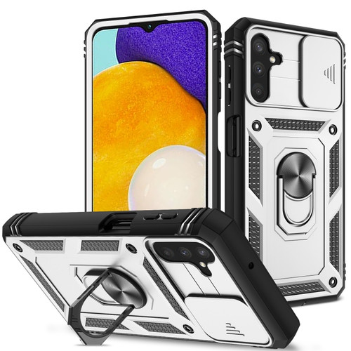 Samsung Galaxy A13 5G Sliding Camera Cover Design TPU + PC Protective Phone Case - White+Black