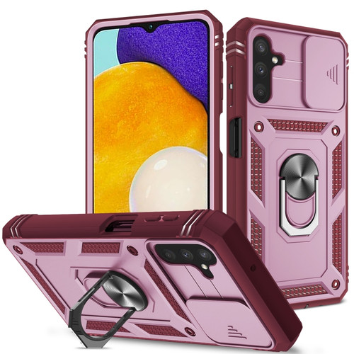 Samsung Galaxy A13 5G Sliding Camera Cover Design TPU + PC Protective Phone Case - Pink+Dark Red