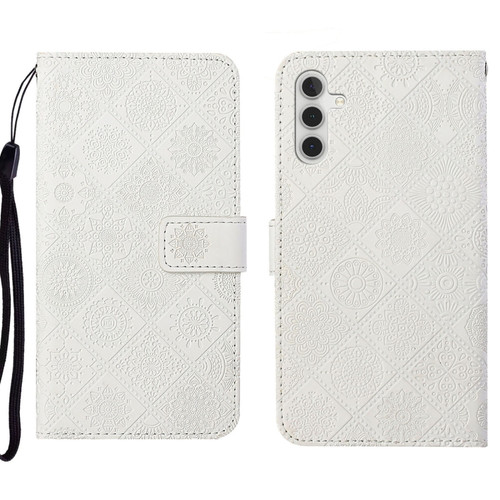 Samsung Galaxy A13 5G Ethnic Style Embossed Pattern Leather Phone Case - White