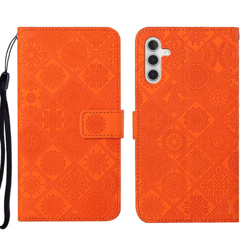 Samsung Galaxy A13 5G Ethnic Style Embossed Pattern Leather Phone Case - Orange