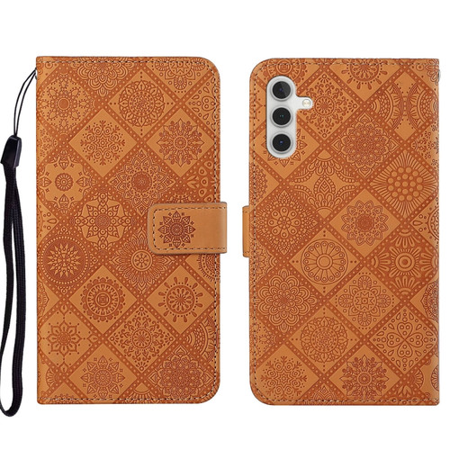 Samsung Galaxy A13 5G Ethnic Style Embossed Pattern Leather Phone Case - Brown