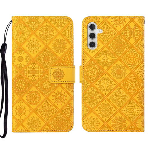 Samsung Galaxy A13 5G Ethnic Style Embossed Pattern Leather Phone Case - Yellow