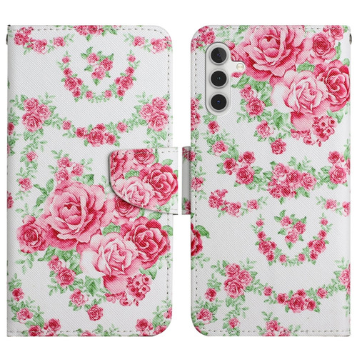 Samsung Galaxy A13 5G Painted Pattern Horizontal Flip Leather Phone Case - Rose Flower