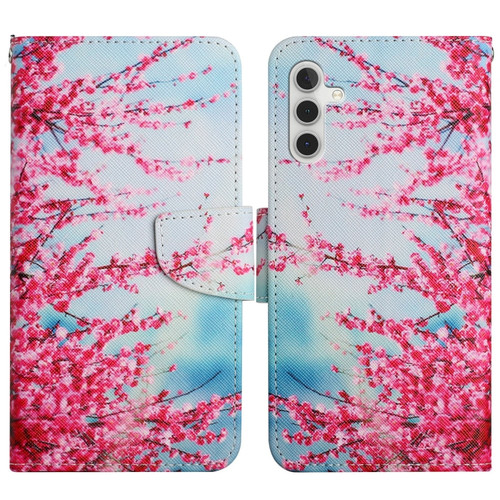 Samsung Galaxy A13 5G Painted Pattern Horizontal Flip Leather Phone Case - Cherry Blossoms