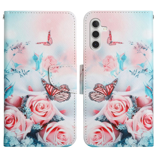 Samsung Galaxy A13 5G Painted Pattern Horizontal Flip Leather Phone Case - Peony Butterfly