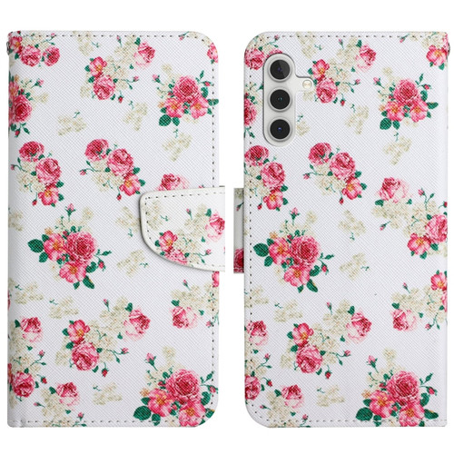 Samsung Galaxy A13 5G Painted Pattern Horizontal Flip Leather Phone Case - Red Peony