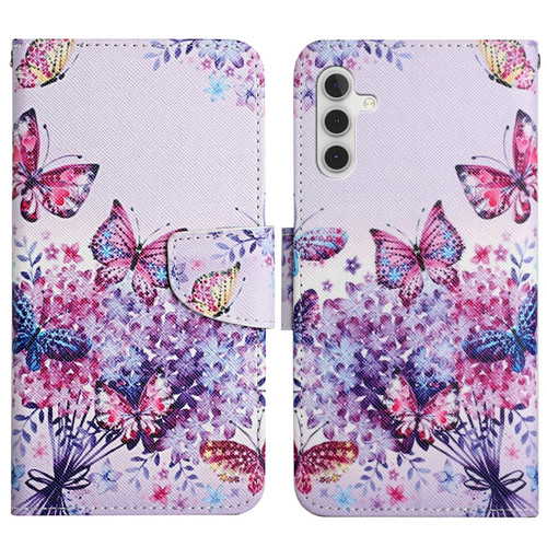 Samsung Galaxy A13 5G Painted Pattern Horizontal Flip Leather Phone Case - Bright Butterfly
