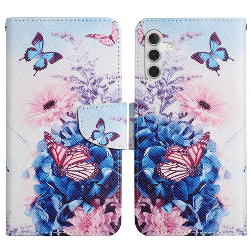 Samsung Galaxy A13 5G Painted Pattern Horizontal Flip Leather Phone Case - Purple Butterfly