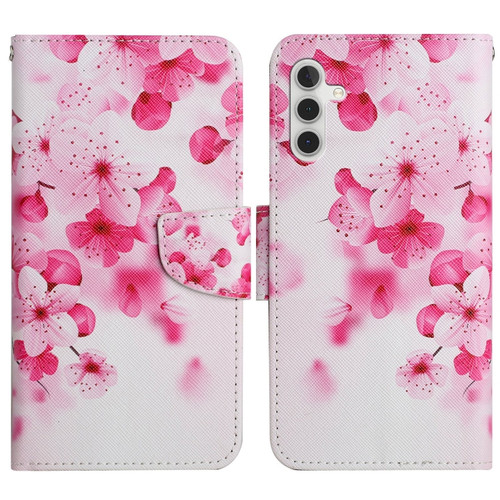 Samsung Galaxy A13 5G Painted Pattern Horizontal Flip Leather Phone Case - Red Flower