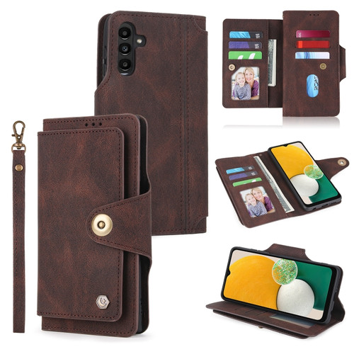 Samsung Galaxy A13 5G POLA 9 Card-slot Oil Side Leather Phone Case - Brown
