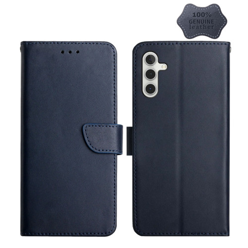 Samsung Galaxy A13 5G Genuine Leather Fingerprint-proof Horizontal Flip Phone Case - Blue