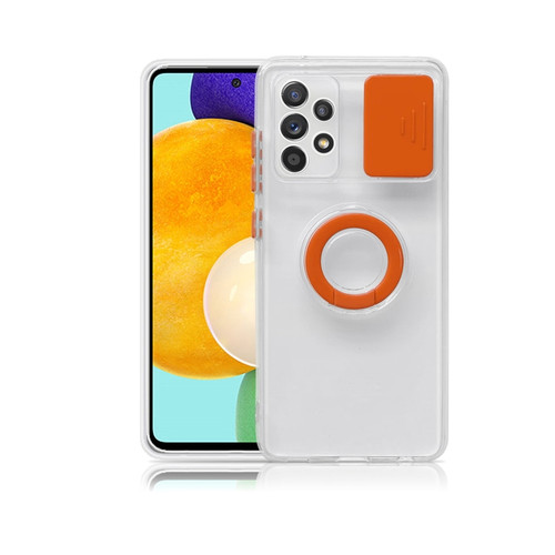 Samsung Galaxy A13 5G Sliding Camshield TPU Phone Case with Ring Holder - Orange