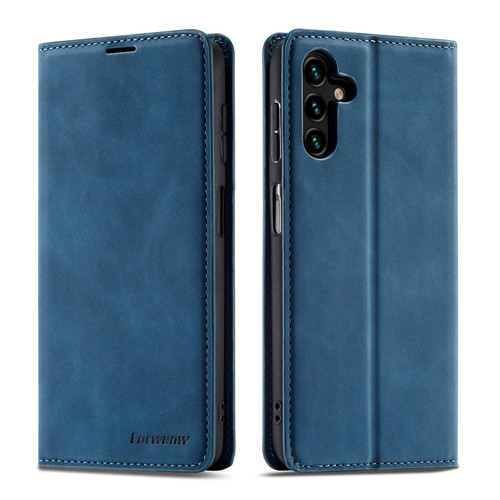 Samsung Galaxy A13 5G Forwenw Dream Series Oil Edge Strong Magnetism Leather Phone Case - Blue