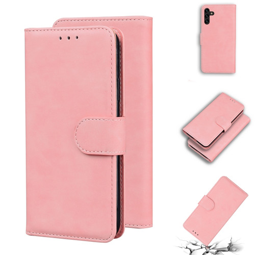 Samsung Galaxy A13 5G Skin Feel Pure Color Flip Leather Phone Case - Pink