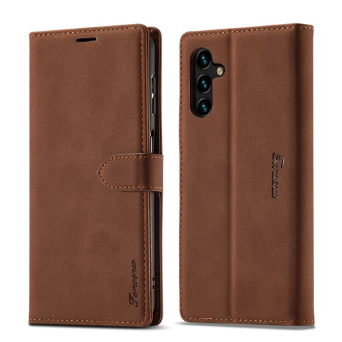 Samsung Galaxy A13 5G Forwenw F1 Series Matte Strong Magnetism Leather Phone Case - Brown