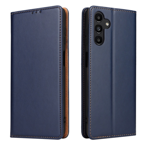 Samsung Galaxy A13 5G Fierre Shann PU Genuine Leather Texture Leather Phone Case - Blue
