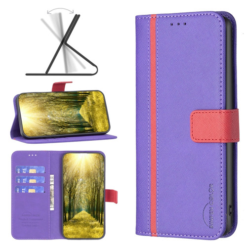 Samsung Galaxy A13 5G BF13 Color Matching Cross Texture Leather Phone Case - Purple