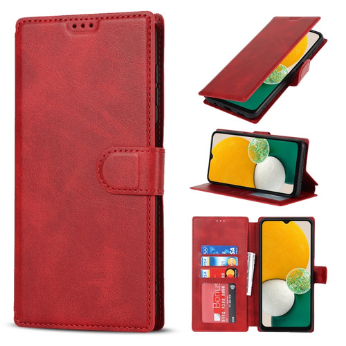 Samsung Galaxy A13 5G Shockproof PU + TPU Leather Phone Case - Red