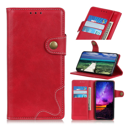 Samsung Galaxy A13 5G S-Type Stitching Calf Texture Leather Phone Case - Red