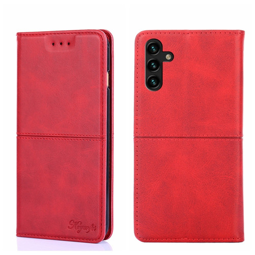 Samsung Galaxy A13 5G Cow Texture Magnetic Horizontal Flip Leather Phone Case - Red